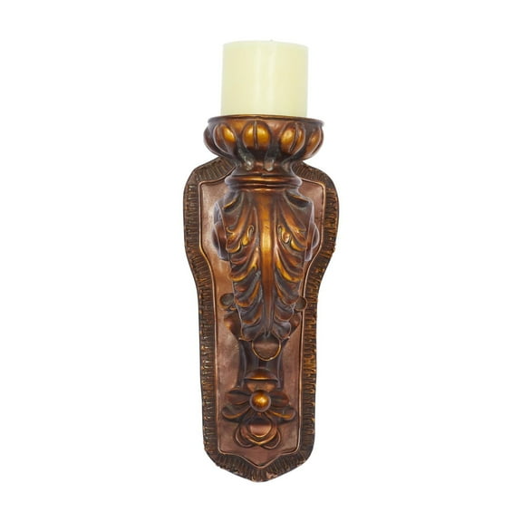 DecMode Bronze Polystone Scroll Wall Sconce