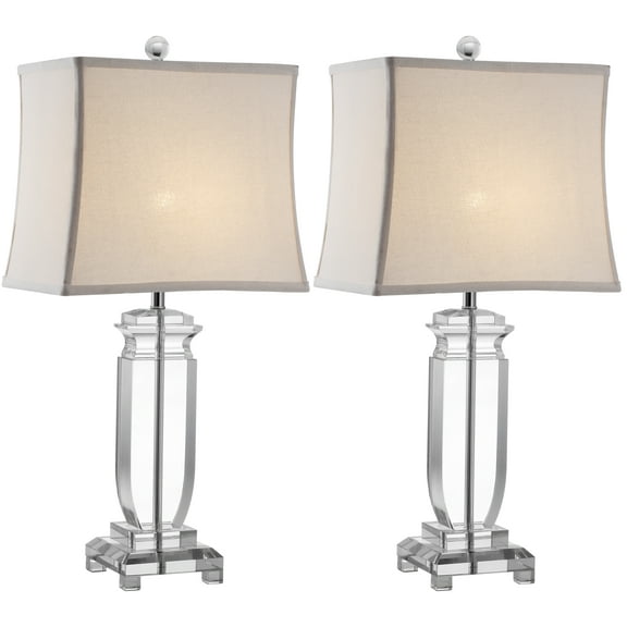 SAFAVIEH Olympia 24 in. Crystal Table Lamp with Off-White Cotton Shade, Set of 2