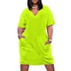 thumbnail image 1 of Vestido largo holgado con bolsillo para mujer ropa de color neón verde lima brillante, 1 of 7