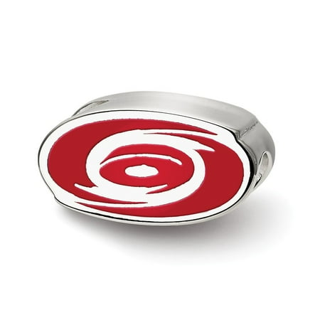 Hurricanes Logo Pin - Mia Diamonds 925 Sterling Silver NHL LogoArt Carolina Hurricanes Enameled Logo Bead Charm for Charm Bracelet