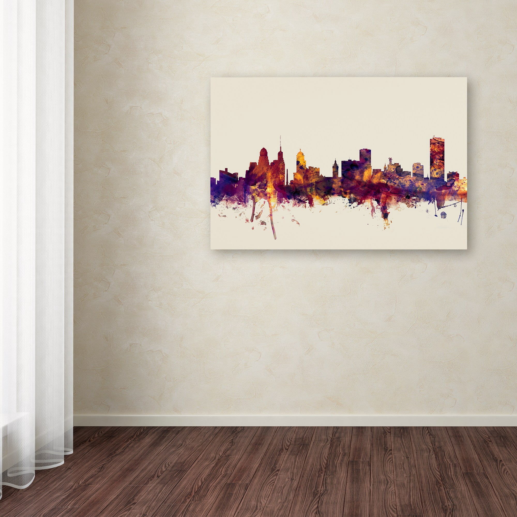 Trademark Fine Art "Buffalo New York Skyline" Canvas Art by Michael Tompsett