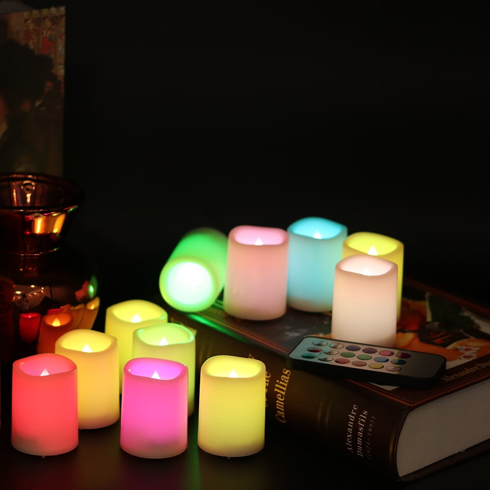 Lasumora 12PCS Color Changing LED Tea Light Candles With Timer And ...