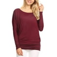 thumbnail image 2 of Made by Johnny Women's Batwing Long Sleeve Top XL WINE, 2 of 6
