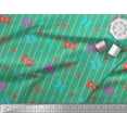 thumbnail image 3 of Soimoi Green Rayon Crepe Fabric Bow & Stripe Print Fabric by the Yard 46 Inch Wide, 3 of 5