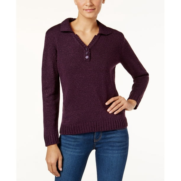 Karen Scott Karen Scott Petite Johnnycollar Marled Sweater