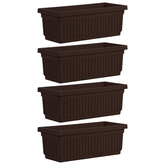 HC Companies 29.5" Fluted Venetian Flower Box, Chocolate (4 Pack)