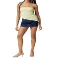 thumbnail image 2 of Women‘s Casual Basic Wrap Chest Tube Tops Irregular Hem Strapless Backless Tank Tops Bandeau Tops, 2 of 5