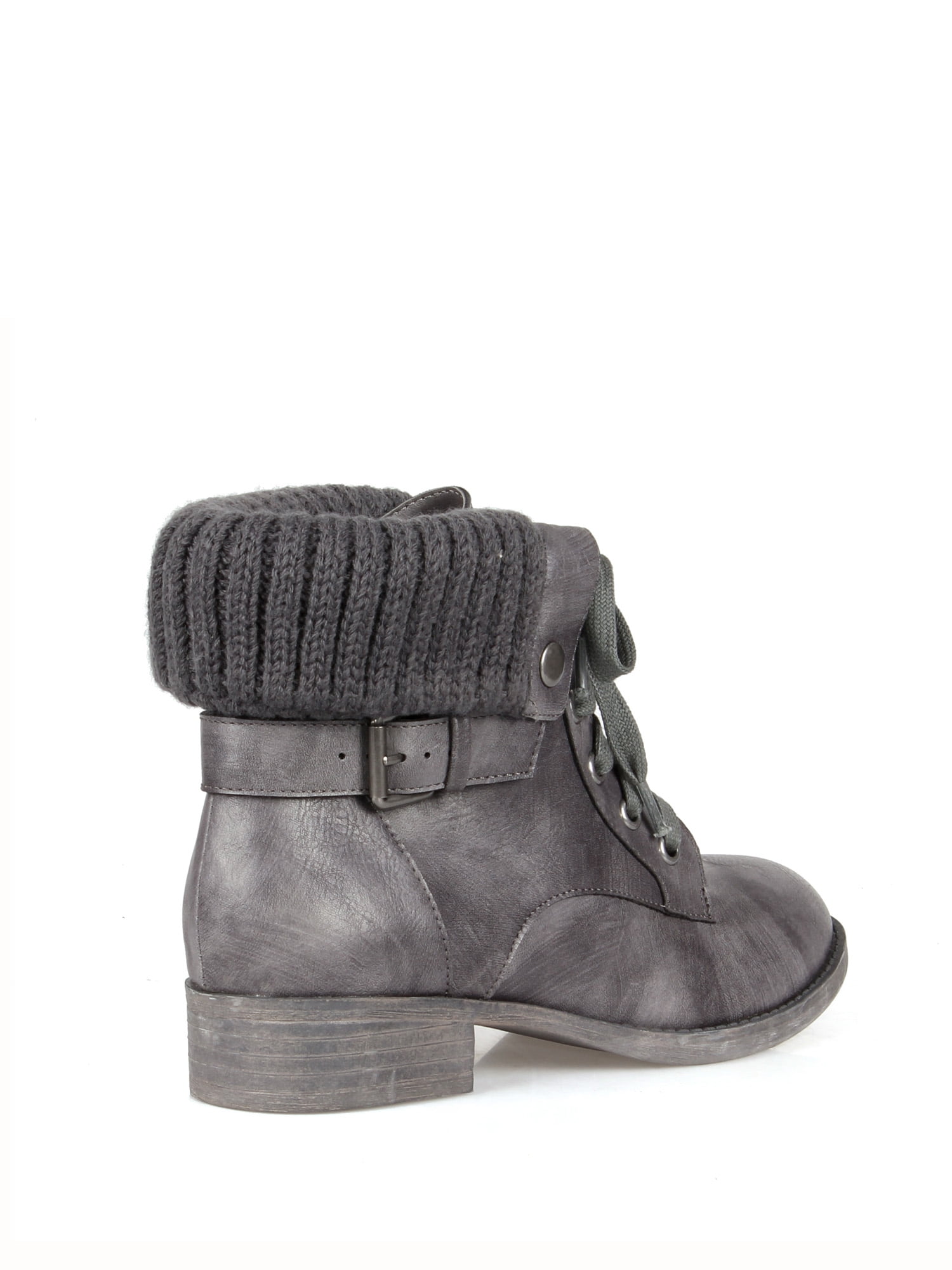 Mark and Maddux Fold Over Woman's Combat Boots in Grey