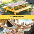 thumbnail image 6 of Easter Table Cloths for 3 Foot Rectangle Tables, Colorful Wooden Grain Easter Bunny Eggs Farmhouse Flower Patio Waterproof Elastic Fitted Tablecloths, Washable Rectangular Table Cover for Camping, 6 of 8
