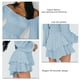 thumbnail image 5 of Mono con hombros descubiertos, manga larga, volantes, dobladillo con volantes, estampado de puntos, vestido informal, mameluco para mujer Azul XL, 5 of 6