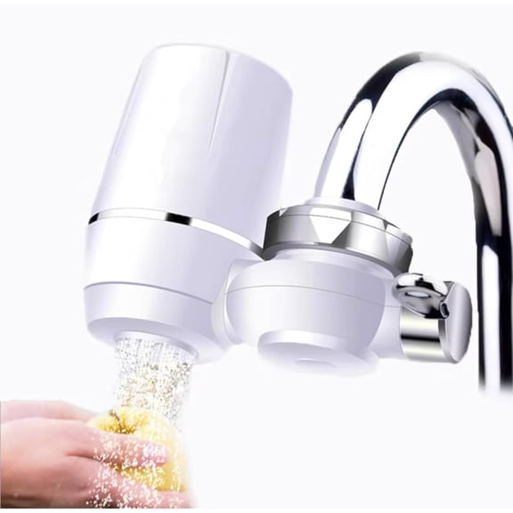 Faucet water filter, suitable for sinks, provides fast water flow, 400-gallon faucet-mounted tap water filtration system, NSF certified, reduces chlorine and odors.