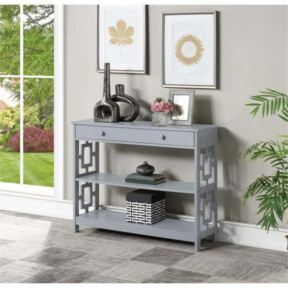 Pemberly Row Contemporary One-Drawer Console Table in Gray Wood Finish