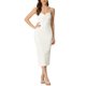 thumbnail image 1 of Vestido de tirantes espagueti Inspire Chic para mujer, vestido lápiz sin mangas con fruncido y frente retorcido, talla XL, blanco, 1 of 6