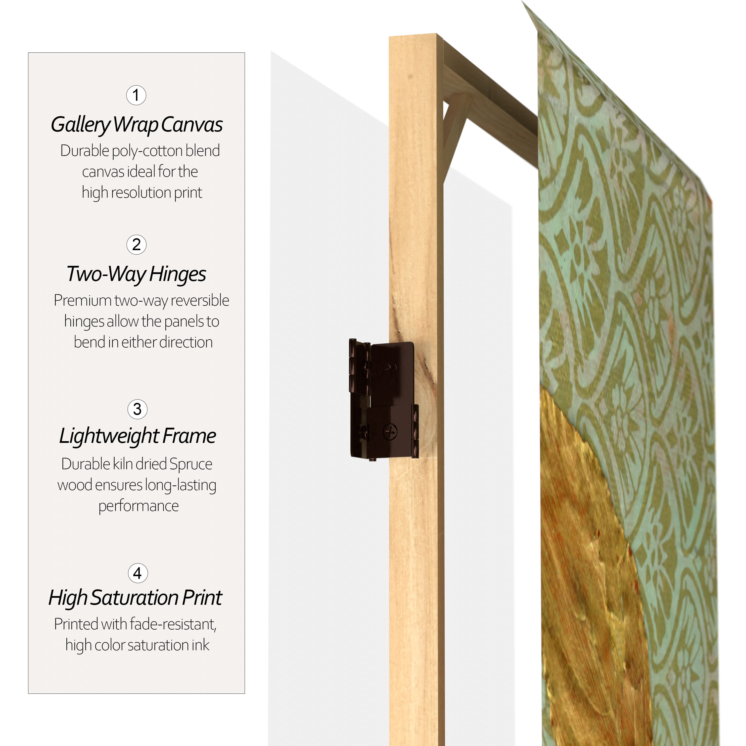 7 ft. Tall Double Sided October Gold Canvas Print Floor Screen Room Divider