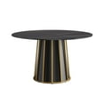 thumbnail image 5 of 53.15" Round Dining Table, Modern Artificial Stone Dining Table, Sintered Stone Dining Room Table with Black Panel, Metal Iron Base For Living Room, Kitchen, Restaurant, 5 of 9