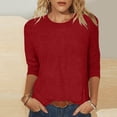 thumbnail image 2 of gakvbuo 3/4 Sleeve Shirts For Women Tops Round Neck Loose Pullover Tunic Tops Casual T-Shirts Round Neck Cute Basic Tees Blouses, 2 of 7