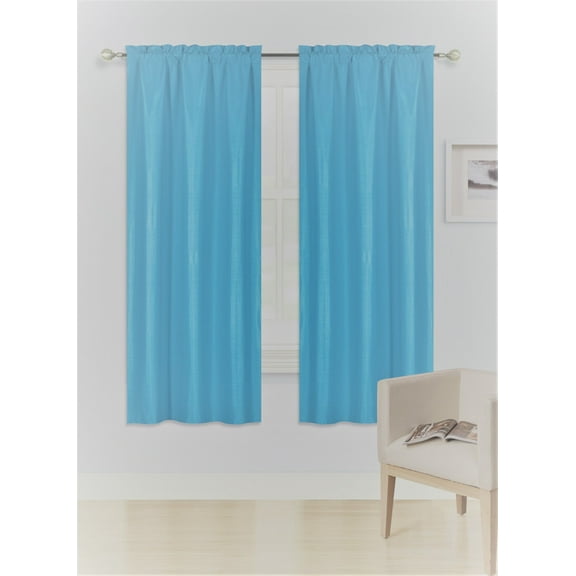 1 Set Solid Foam Backing Lined Room Darkening Blackout Window Curtain Panel Treatment Drape Rod Pocket Matte in Different Sizes 63", AQUA R64