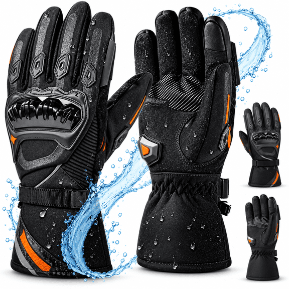 Winter Motorcycle Gloves - Thermal Insulated 1.5X Warmer, Waterproof Windproof, Touchscreen Riding Gloves with Safety Armor & GRS Certified Fabric