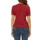 thumbnail image 3 of INSPIRAR CHIC Blusa Vintage para Mujeres con Lunares, Cuello Peter Pan, Mangas Cortas Abullonadas, Top M Rojo, 3 of 7