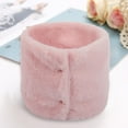 thumbnail image 1 of Winter Furry Plush Neck Warmer Solid Color Windproof Buttons Circle Loop Scarf Neckerchief winter gloves Pink, 1 of 4