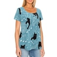 thumbnail image 3 of Chririnla Black Cats Blouses for Women Plus Size Tops Shirt Cute Short Sleeve Tunic Blouse Summer V Neck Swing T Shirts, 3 of 6