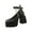 Black, variant on Lovskoo 2024 Women's Oversized Platform Ankle Strap Pumps High Chunky Block Heel Round Toe Mary Leather Shoes Black