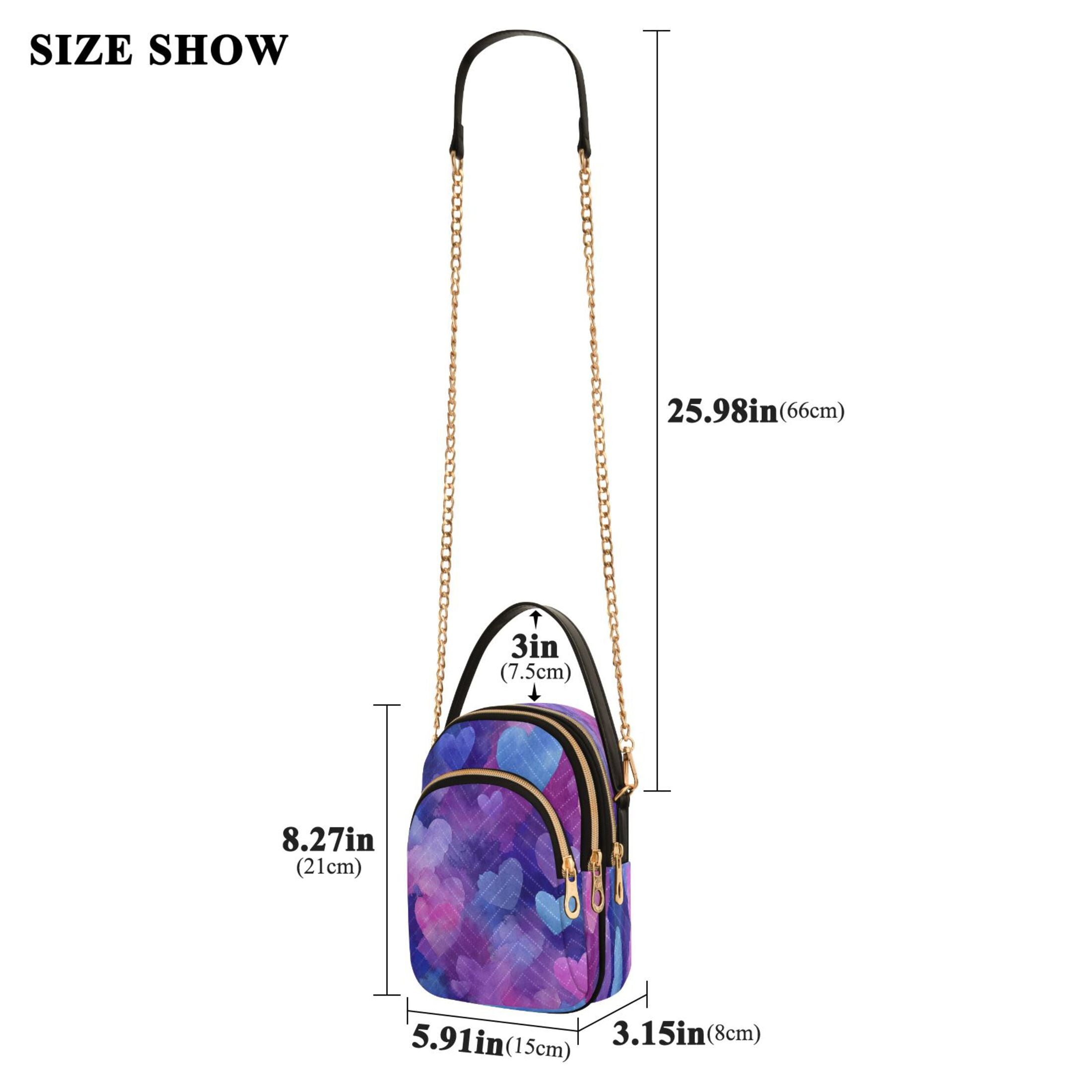 Quilted Women's Crossbody Bag Purses and Handbags with Detachable Leather Strap Indigo and Violet Hearts