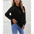thumbnail image 3 of Sudadera con mangas largas y paneles para el hogar, los viajes y la oficina, color negro, talla S, con estampado de gofres y detalle de encaje, 3 of 8