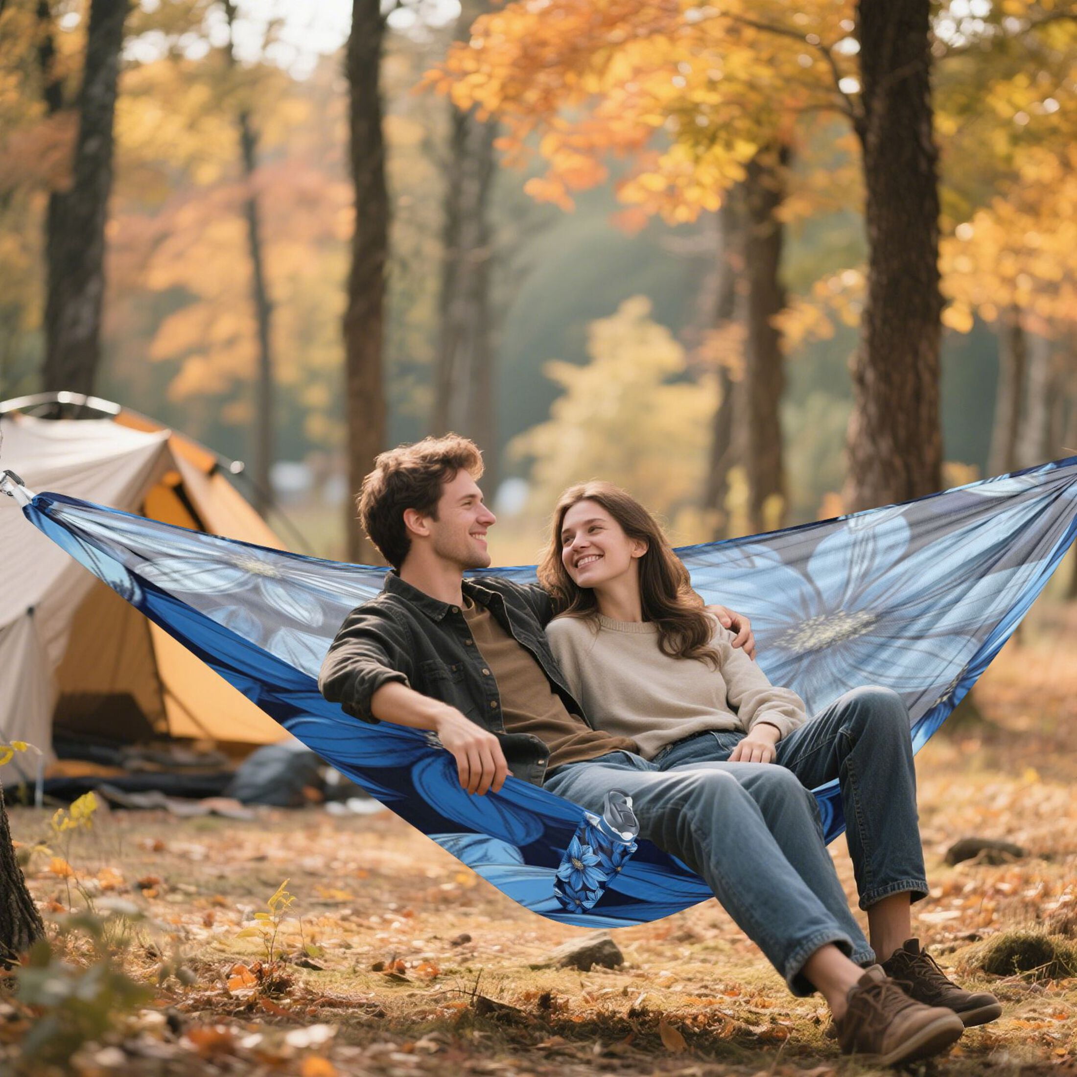Hammock Camping Hammock Nylon Portable Hammock Travel Camping Hammock Blue Flower