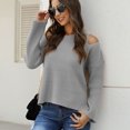 thumbnail image 2 of Herrnalise Women's Knitted Crop Tops Women Long Sleeve Knitted Loose Sweater Jumper Straples Tops Blouse Pullover Jumper Sweaters, 2 of 5