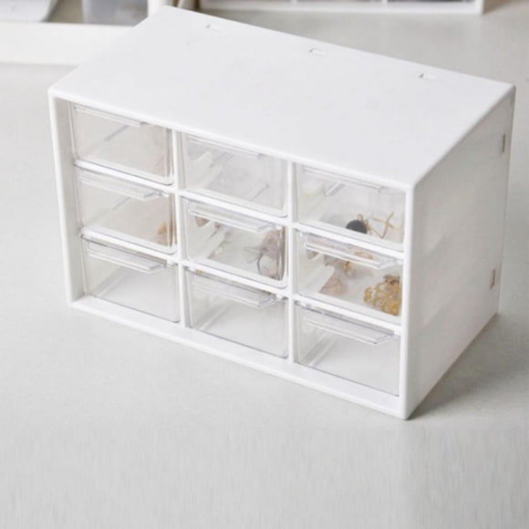 Greyghost Boîte de Rangement de Bureau 9 Compartiments Tiroir à Bijoux Boîtes de Rangement Anti-Poussière Perles Boucles d'Oreilles Conteneur de Maquillage Organisateur
