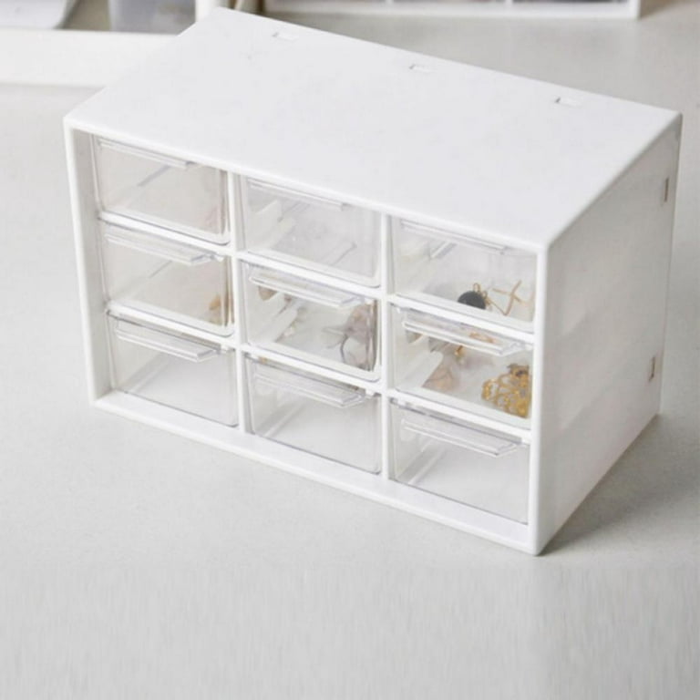 Mini Desk Drawer Organizer - Plastic Storage Box with 9 Drawers