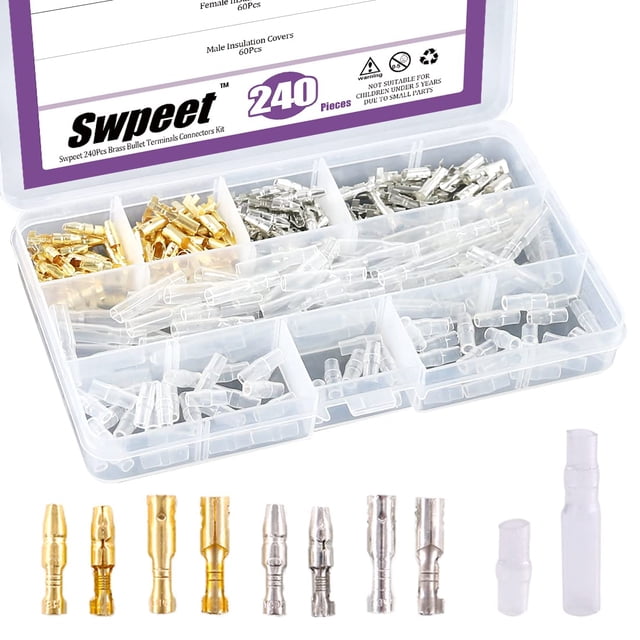 Kit de conectores Bullet Swpeet, 240 unidades, 3,9 mm, para motocicletas y coches