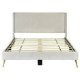 thumbnail image 3 of Better Home Products Vita Solid Wood & Velvet Platform Queen Bed in Cream, 3 of 8