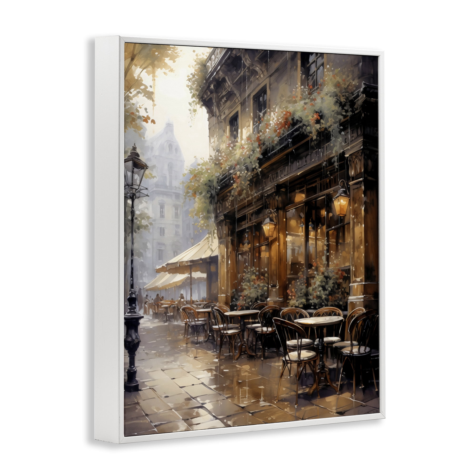 Stupell Industries Paris Street Cafe in Rain White Framed Giclee Art, design by Creative Studio