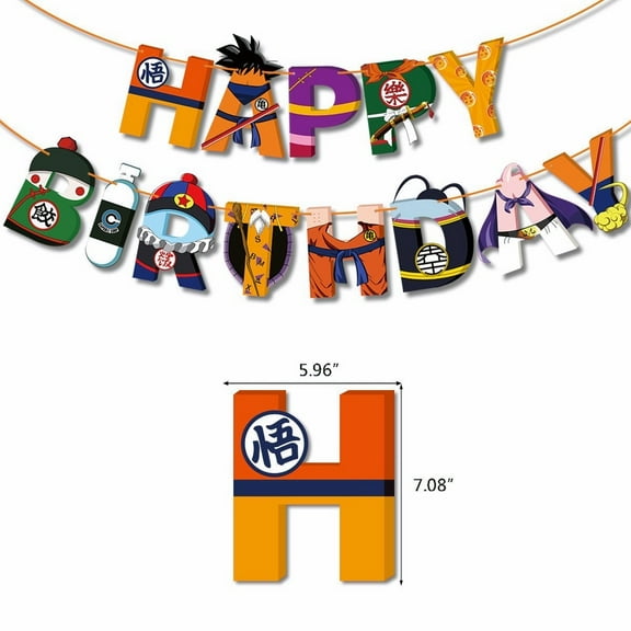Dragon Ball Anime Cartoon Birthday Party Decorations Banner - Waterproof Laminated Hanging Pennants for Kids Room Theme Decoration Supplies