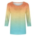 thumbnail image 4 of TKLPEHG Womens 3/4 Sleeve Summer Tops Crew Neck Three-quarter Sleeve Tshirt Casual Classic Gradient Color Tshirt Basic Tops Summer Loose Fitted Womens Clothes (Light Blue,XL), 4 of 4