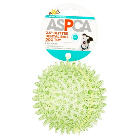 ASPCA Green 3.5'' Glitter Dental Ball Dog Toy