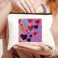 thumbnail image 2 of Pratyus Tote Bag Pink Love Cosmetic Bag with Hearts Bubbles Annabel Kidston Theme Travel Essentials Ladies Accessories White, 2 of 6