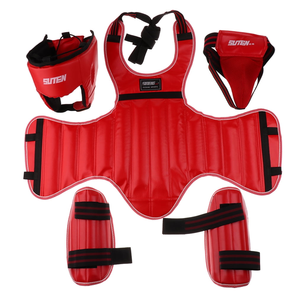 Boxing Gear Set Martial Art Sanda MMA Helmet Body Shin Groin Guard Protector 