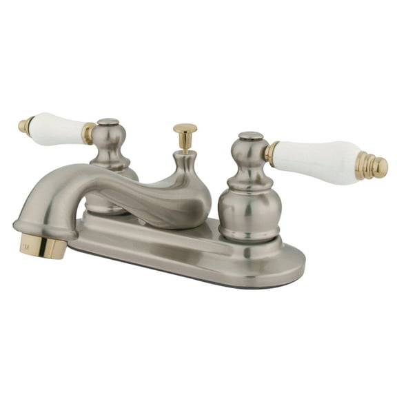 Kingston Brass GKB609B 4 in. Centerset Bathroom Faucet, Brushed Nickel/Polished Brass