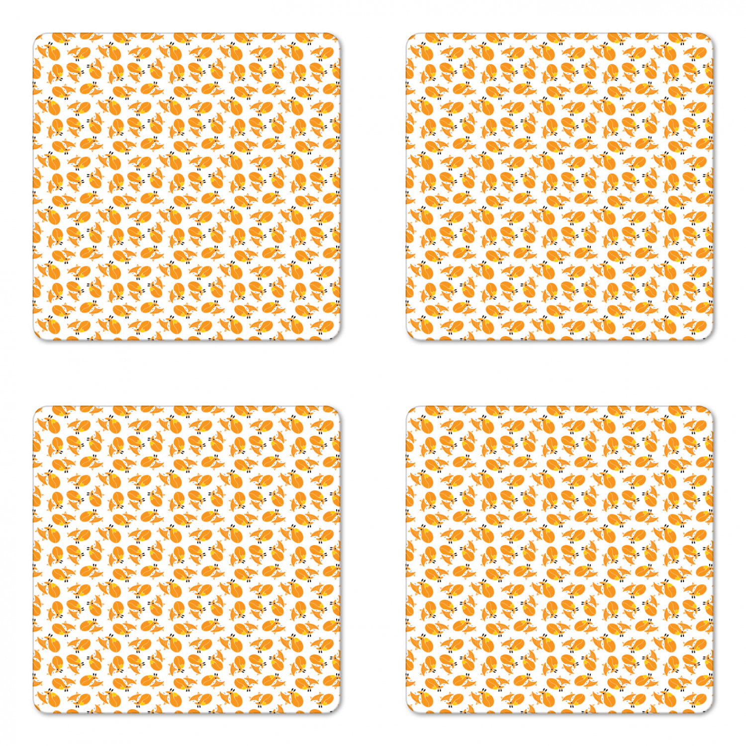 Repeating Diamond Pattern Yellow Set of 4 Coasters 