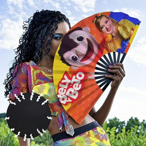 Bely Y Beto-theme Folding Fan Chinese Fan Hand Polyester Foldable Fan Fans for Dancing Party Home Suitable for Home, Office, Party