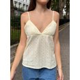 thumbnail image 2 of Women's Eyelet Embroidery Tank Top Deep V Neck Spaghetti Strap Cami Tops Summer Tops, 2 of 6