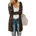 thumbnail image 2 of Womens Cardigans Open Front Leopard Printed Knitted Sweater Long Sleeve Lightweight Long Outerwear Tops, 2 of 4
