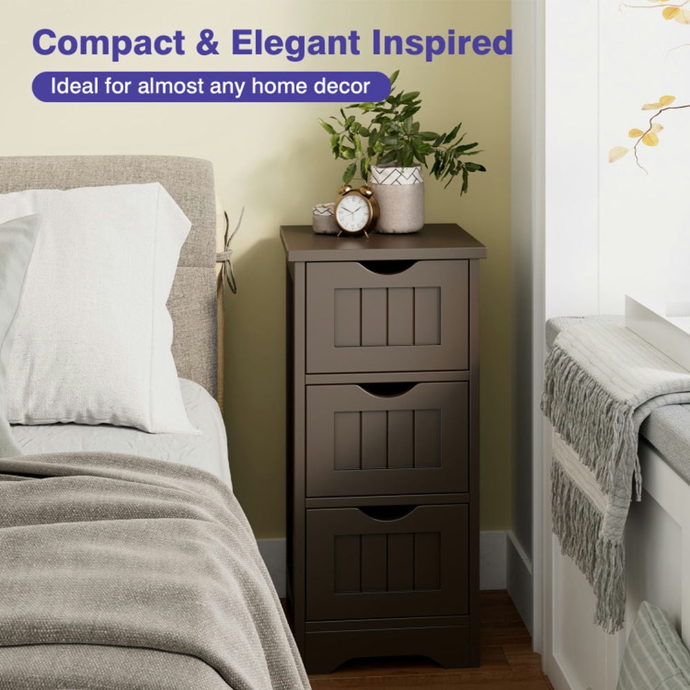 Finihen Bathroom Storage Cabinet, Bathroom Floor Cabinet, Bathroom Floor Freestanding Storage Organizer with 3 Drawers, for Bathroom, Living Room, Bedroom, Kitchen, Brown Finihen Bathroom Storage Cabinet, Bathroom Floor Cabinet, Bathroom Floor Freestanding Storage Organizer with 3 Drawers, for Bathroom, Living Room, Bedroom, Kitchen, Brown