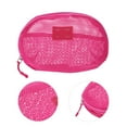 thumbnail image 3 of Bolsas de maquillaje de malla de mano únicas 1 Pc de poliéster rojo rosa 8.27in, 3 of 5