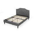 thumbnail image 2 of 85.5" Charcoal Gray and Brown Contemporary Button Tufted Queen Size Bed Frame, 2 of 7