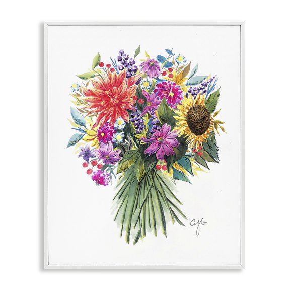 Stupell Industries Bohemian Vivid Flower Bunches White Framed Giclee Art, 11 x 14, by Alexandria Gilbert Kincaid