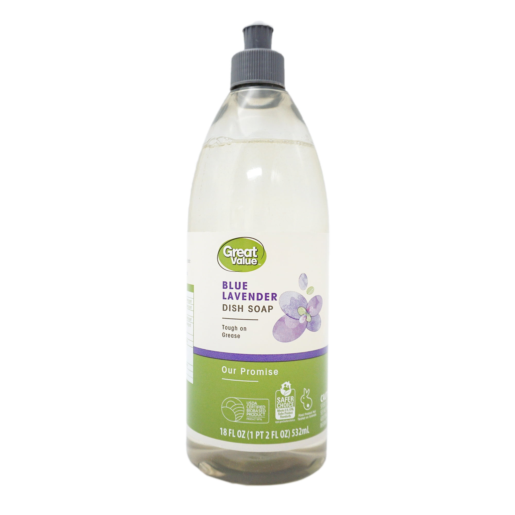 Great Value Dish Soap, Dish Soap, Blue Lavender, 18 fl oz